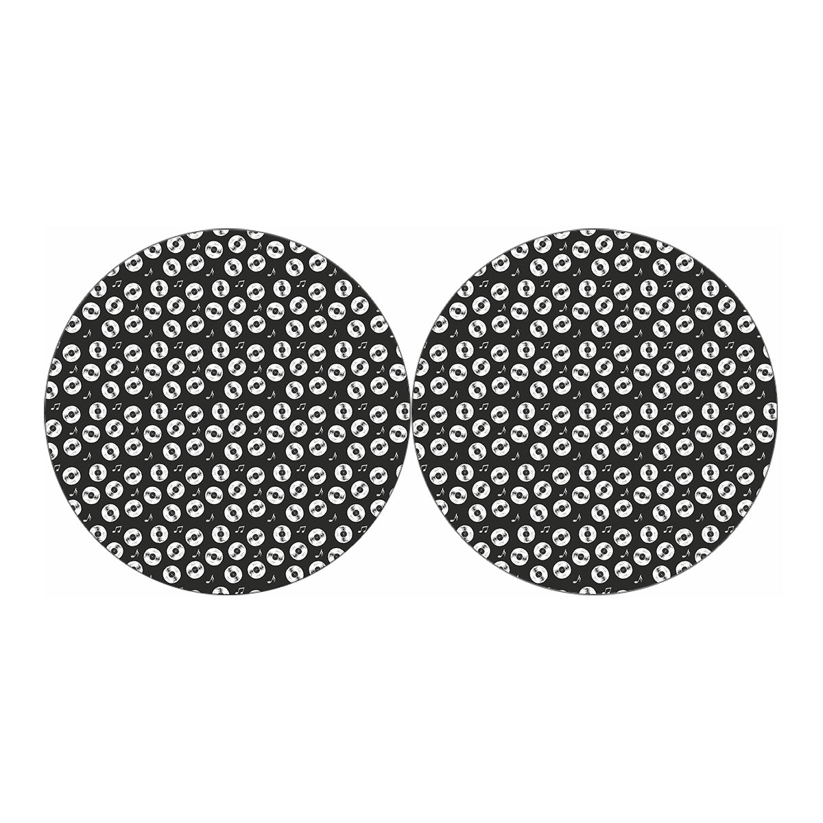Hand Drawn Vinyl Record Pattern Print Car Coasters