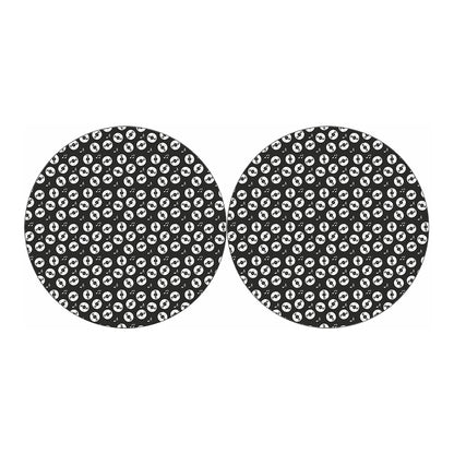 Hand Drawn Vinyl Record Pattern Print Car Coasters