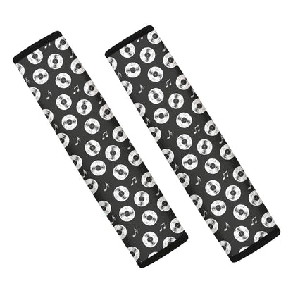 Hand Drawn Vinyl Record Pattern Print Car Seat Belt Covers