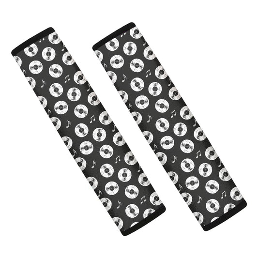 Hand Drawn Vinyl Record Pattern Print Car Seat Belt Covers