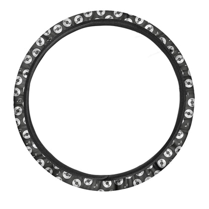 Hand Drawn Vinyl Record Pattern Print Car Steering Wheel Cover