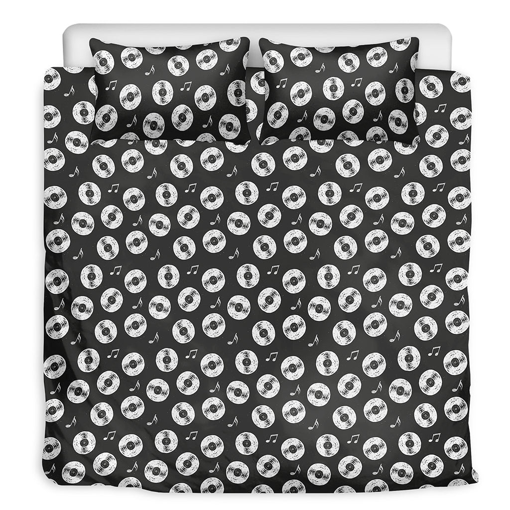 Hand Drawn Vinyl Record Pattern Print Duvet Cover Bedding Set