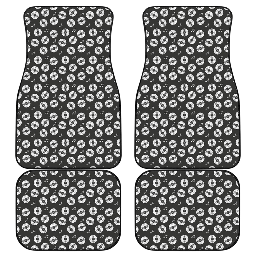 Hand Drawn Vinyl Record Pattern Print Front and Back Car Floor Mats
