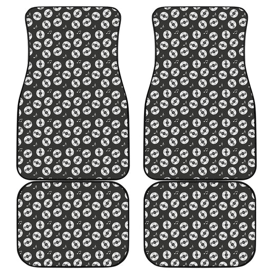 Hand Drawn Vinyl Record Pattern Print Front and Back Car Floor Mats