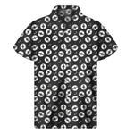 Hand Drawn Vinyl Record Pattern Print Men's Short Sleeve Shirt