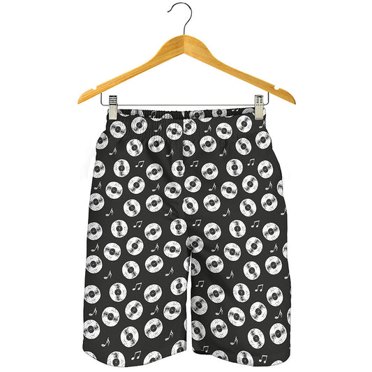 Hand Drawn Vinyl Record Pattern Print Men's Shorts