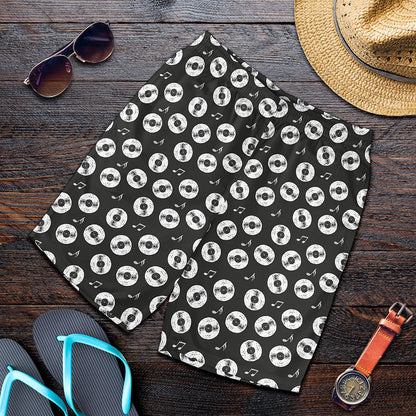 Hand Drawn Vinyl Record Pattern Print Men's Shorts