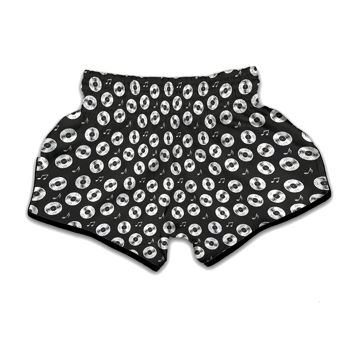 Hand Drawn Vinyl Record Pattern Print Muay Thai Boxing Shorts