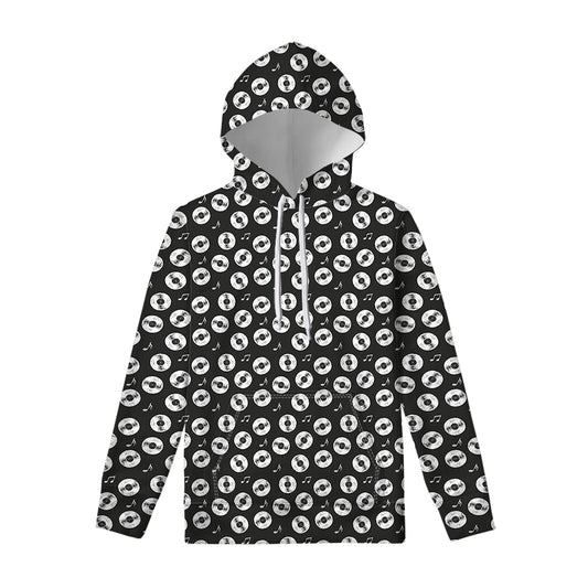 Hand Drawn Vinyl Record Pattern Print Pullover Hoodie