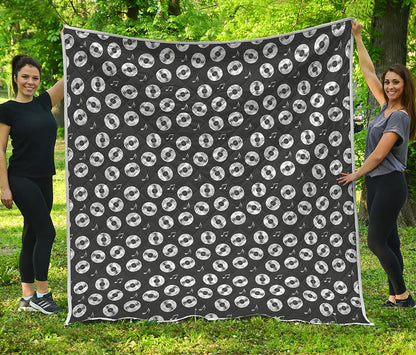Hand Drawn Vinyl Record Pattern Print Quilt