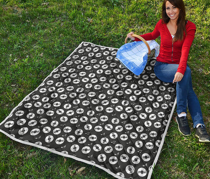 Hand Drawn Vinyl Record Pattern Print Quilt