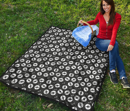 Hand Drawn Vinyl Record Pattern Print Quilt