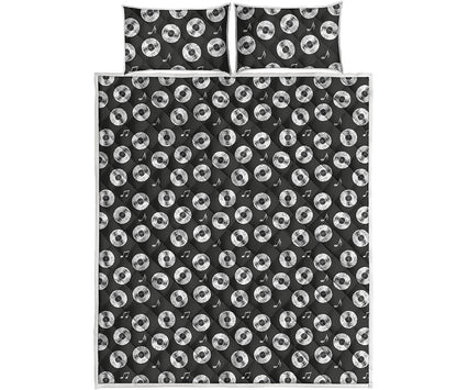 Hand Drawn Vinyl Record Pattern Print Quilt Bed Set