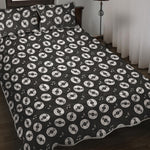 Hand Drawn Vinyl Record Pattern Print Quilt Bed Set
