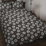 Hand Drawn Vinyl Record Pattern Print Quilt Bed Set