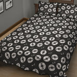 Hand Drawn Vinyl Record Pattern Print Quilt Bed Set