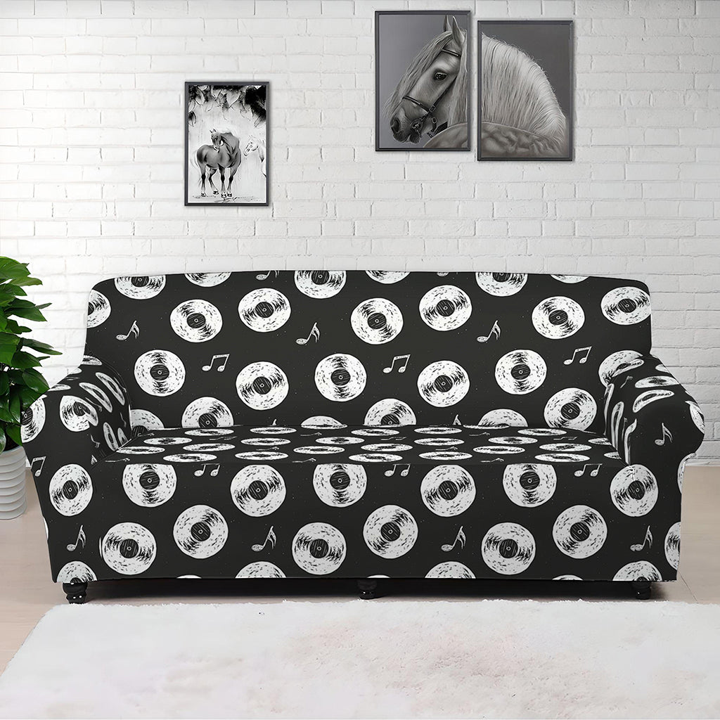 Hand Drawn Vinyl Record Pattern Print Sofa Cover