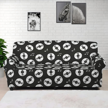 Hand Drawn Vinyl Record Pattern Print Sofa Cover