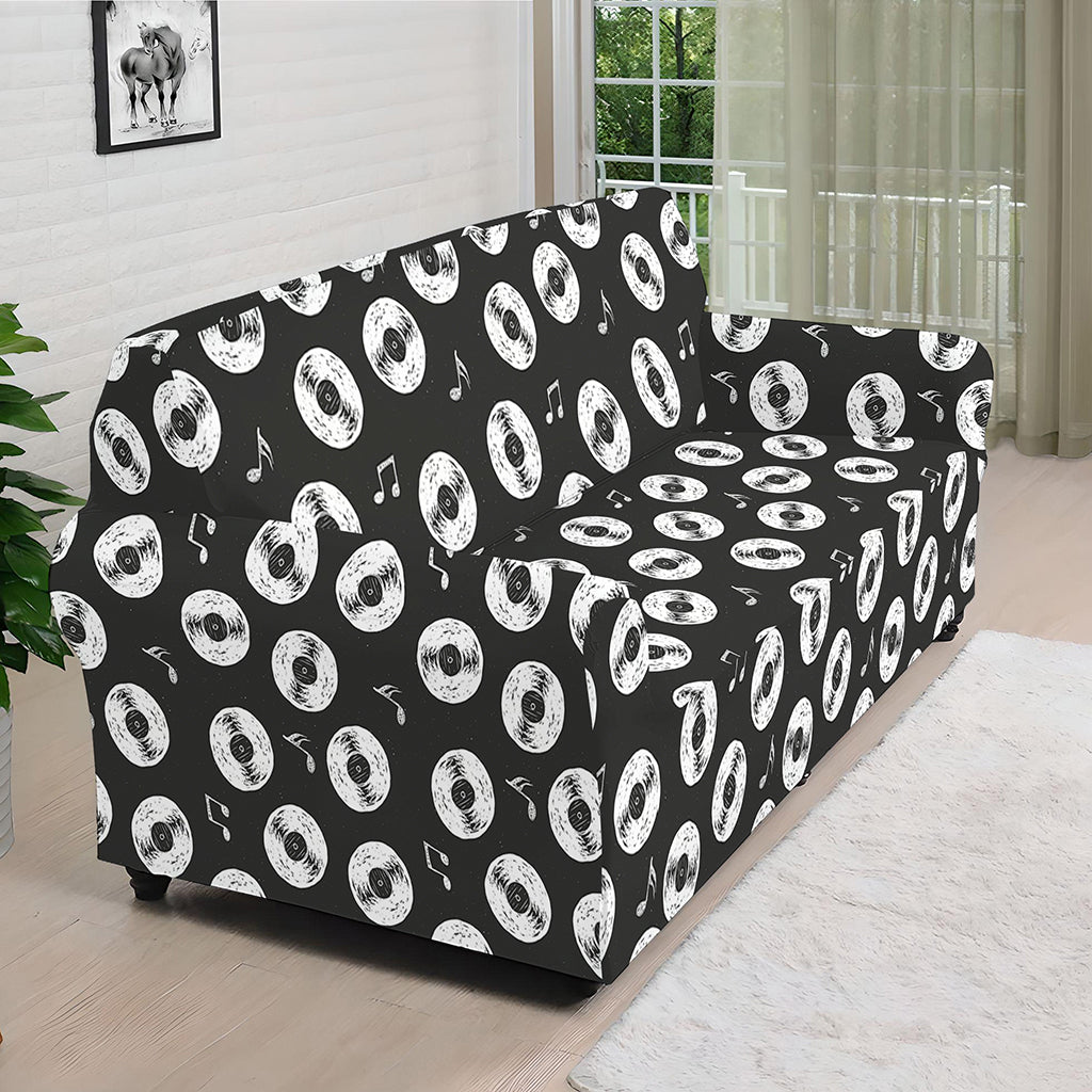 Hand Drawn Vinyl Record Pattern Print Sofa Cover