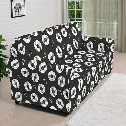 Hand Drawn Vinyl Record Pattern Print Sofa Cover