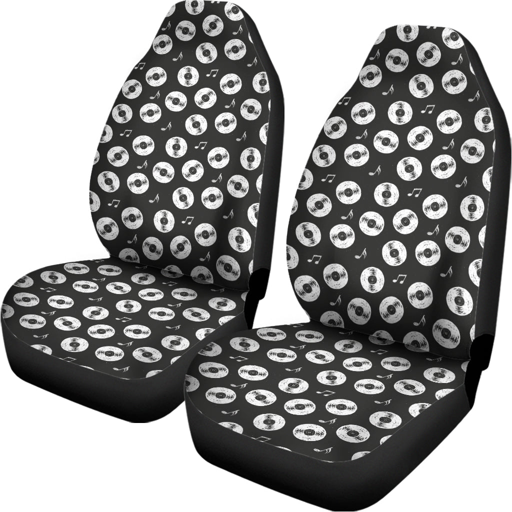 Hand Drawn Vinyl Record Pattern Print Universal Fit Car Seat Covers