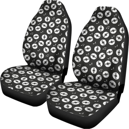 Hand Drawn Vinyl Record Pattern Print Universal Fit Car Seat Covers