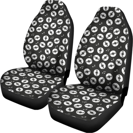 Hand Drawn Vinyl Record Pattern Print Universal Fit Car Seat Covers