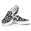 Hand Drawn Vinyl Record Pattern Print White Slip On Sneakers
