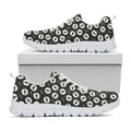 Hand Drawn Vinyl Record Pattern Print White Running Shoes