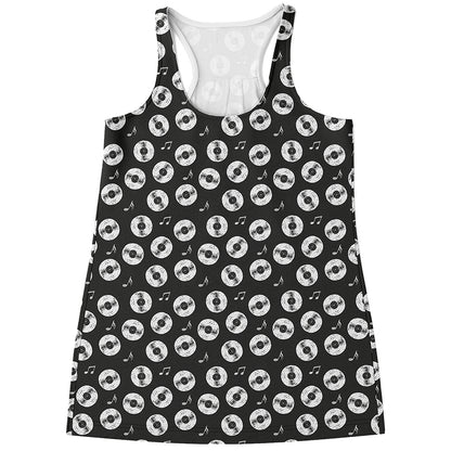Hand Drawn Vinyl Record Pattern Print Women's Racerback Tank Top