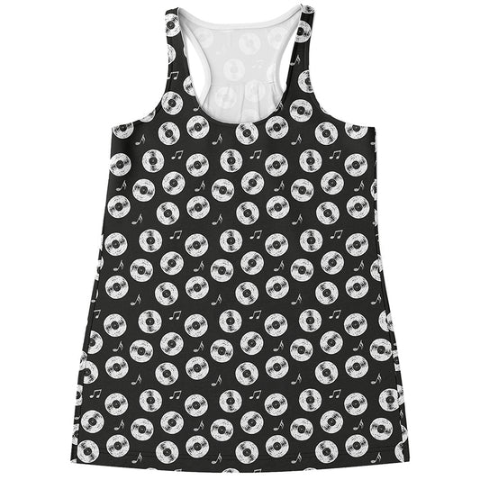 Hand Drawn Vinyl Record Pattern Print Women's Racerback Tank Top