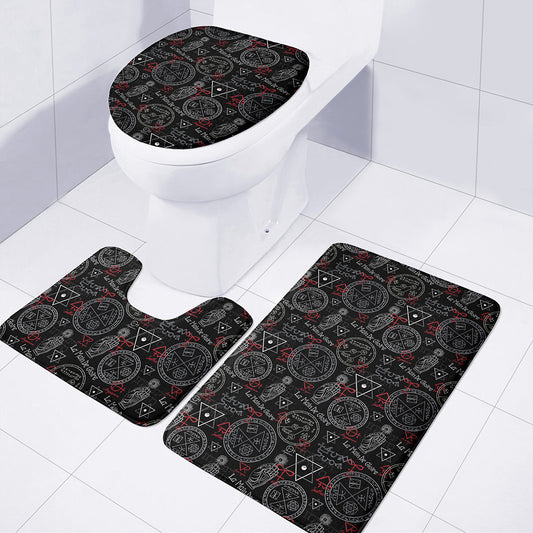Hand Of Glory Black Magic Witch Print 3 Piece Bath Mat Set