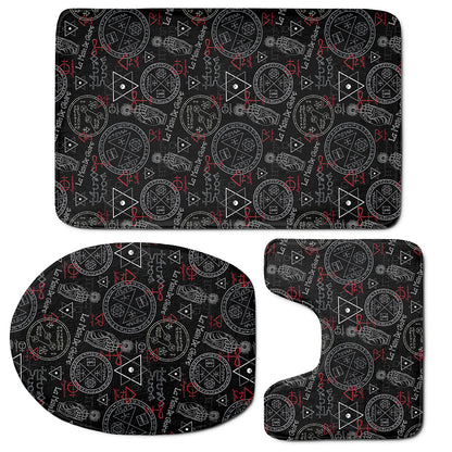 Hand Of Glory Black Magic Witch Print 3 Piece Bath Mat Set