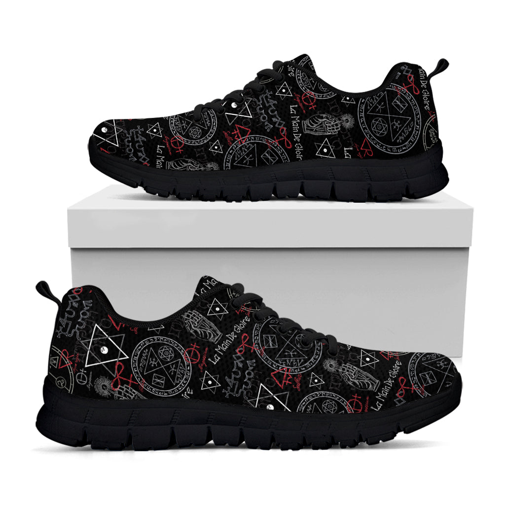 Hand Of Glory Black Magic Witch Print Black Sneakers
