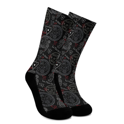 Hand Of Glory Black Magic Witch Print Crew Socks