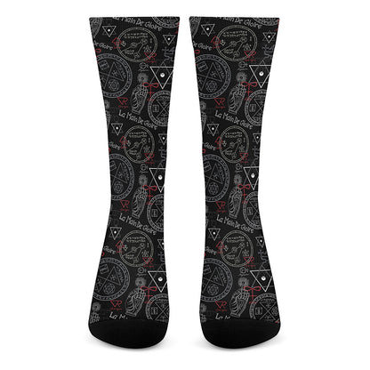 Hand Of Glory Black Magic Witch Print Crew Socks