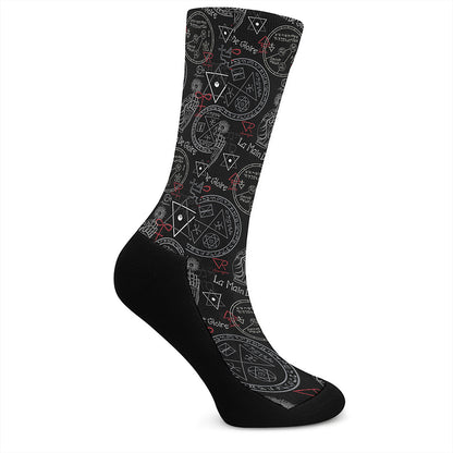 Hand Of Glory Black Magic Witch Print Crew Socks