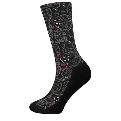 Hand Of Glory Black Magic Witch Print Crew Socks