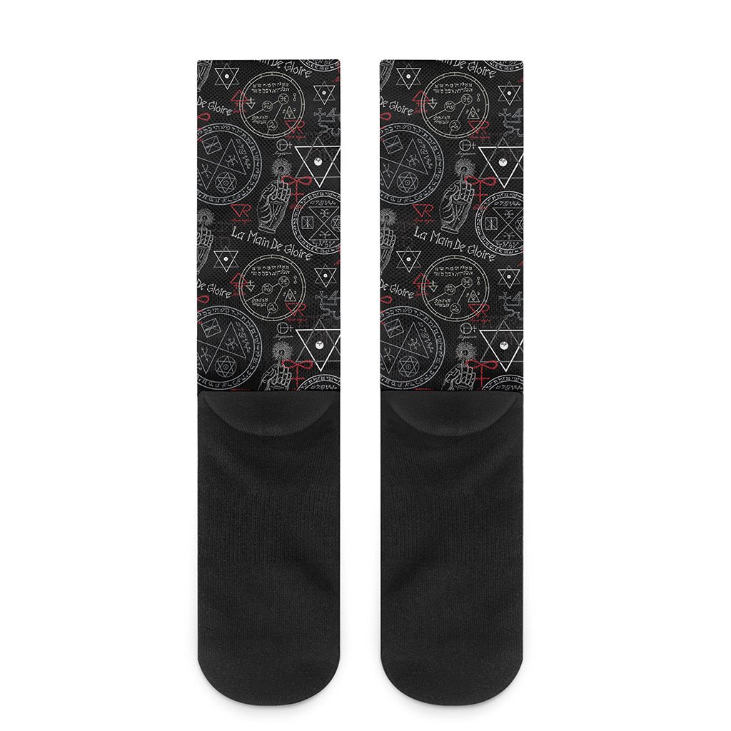 Hand Of Glory Black Magic Witch Print Crew Socks