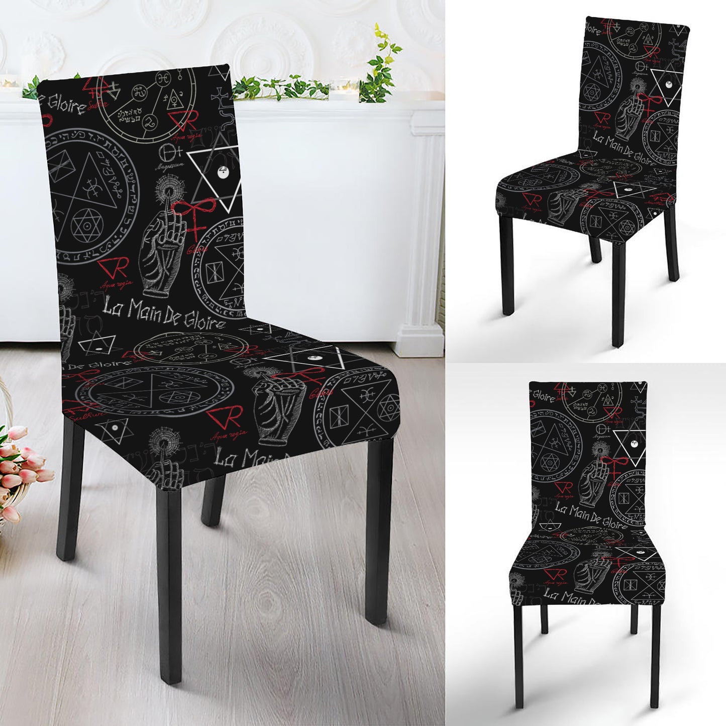 Hand Of Glory Black Magic Witch Print Dining Chair Slipcover