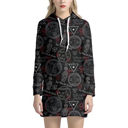 Hand Of Glory Black Magic Witch Print Hoodie Dress