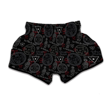 Hand Of Glory Black Magic Witch Print Muay Thai Boxing Shorts