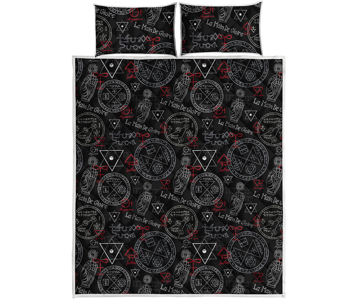 Hand Of Glory Black Magic Witch Print Quilt Bed Set