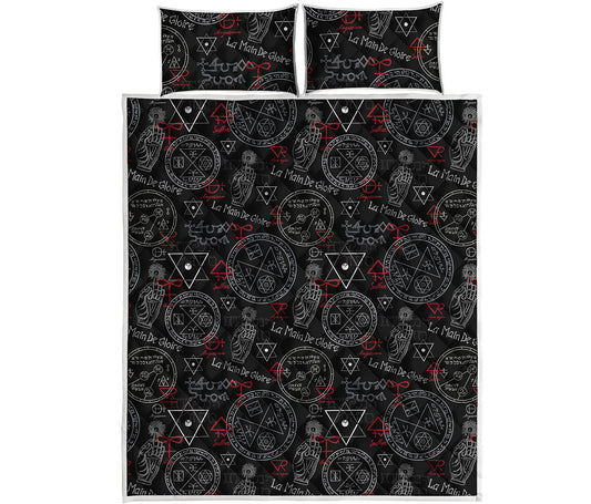 Hand Of Glory Black Magic Witch Print Quilt Bed Set