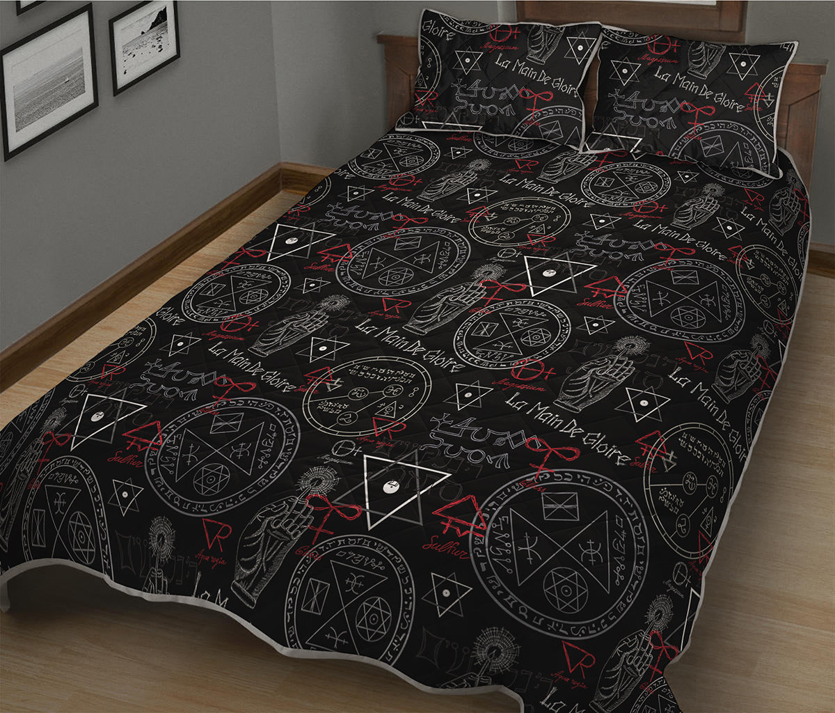 Hand Of Glory Black Magic Witch Print Quilt Bed Set