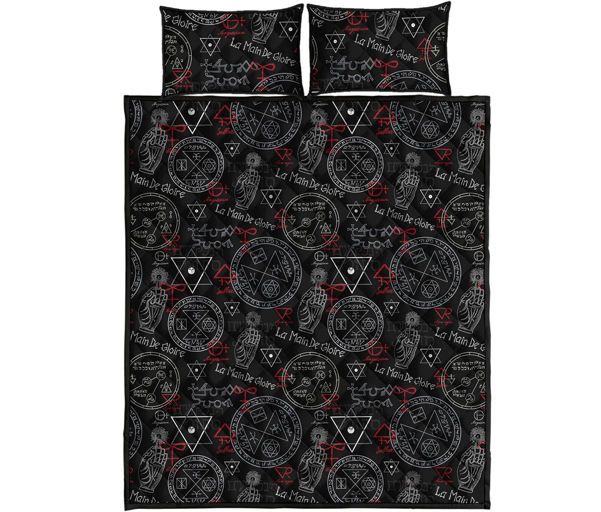 Hand Of Glory Black Magic Witch Print Quilt Bed Set