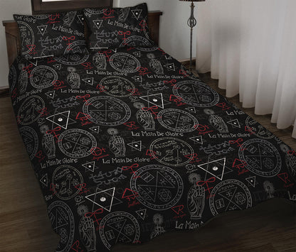 Hand Of Glory Black Magic Witch Print Quilt Bed Set