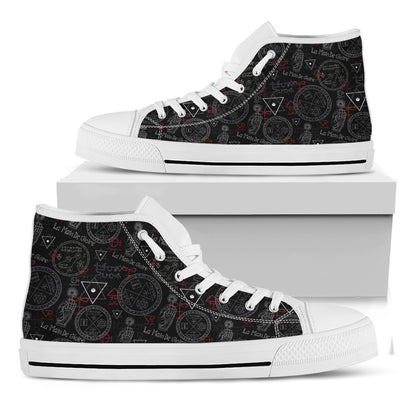 Hand Of Glory Black Magic Witch Print White High Top Shoes
