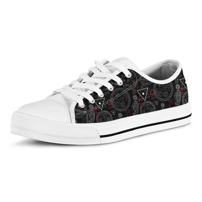 Hand Of Glory Black Magic Witch Print White Low Top Shoes