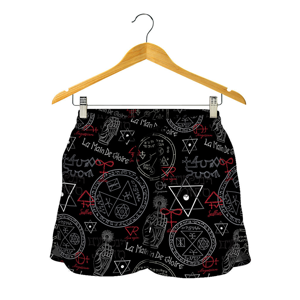 Hand Of Glory Black Magic Witch Print Women's Shorts